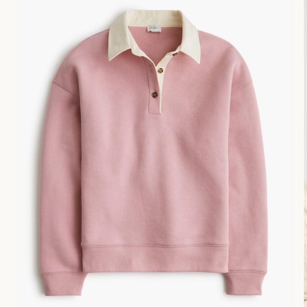 J. Crew Pink Rugby Polo Sweatshirt